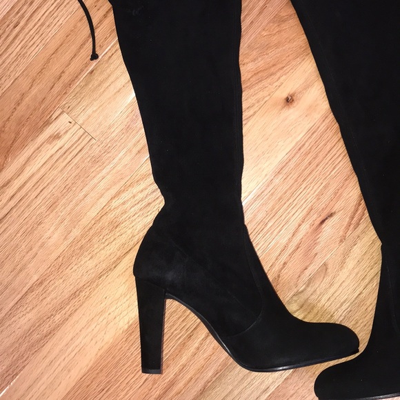 Stuart Weitzman Black Suede Kneeland Boots 8.5 - Picture 6 of 8